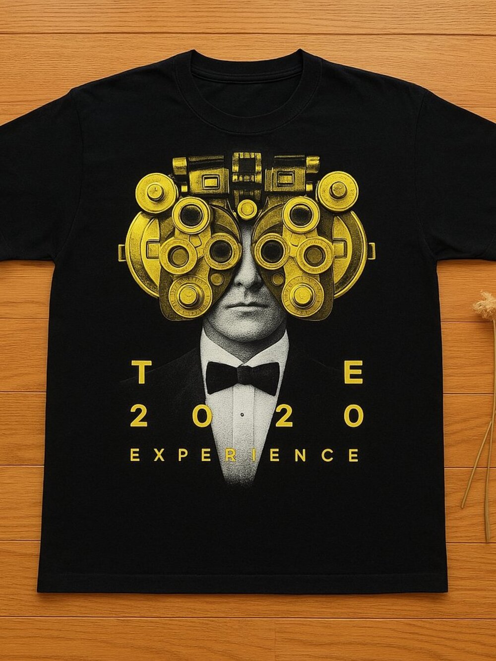 2020 Experience T-Shirt – Vintage Retro Man with Phoropter Graphic – Black Unise